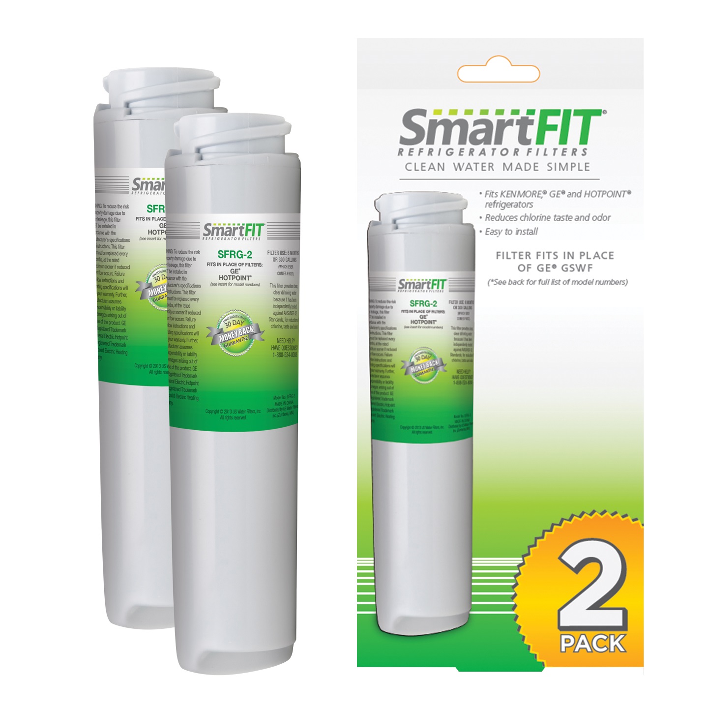 SmartFit 2-Pack: SFRG-2 Replaces GE SmartWater GSWF