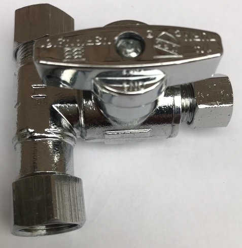 Angle Stop Valve - Undersink Cold Water Feed Valve With Shutoff. 1/4 diverter