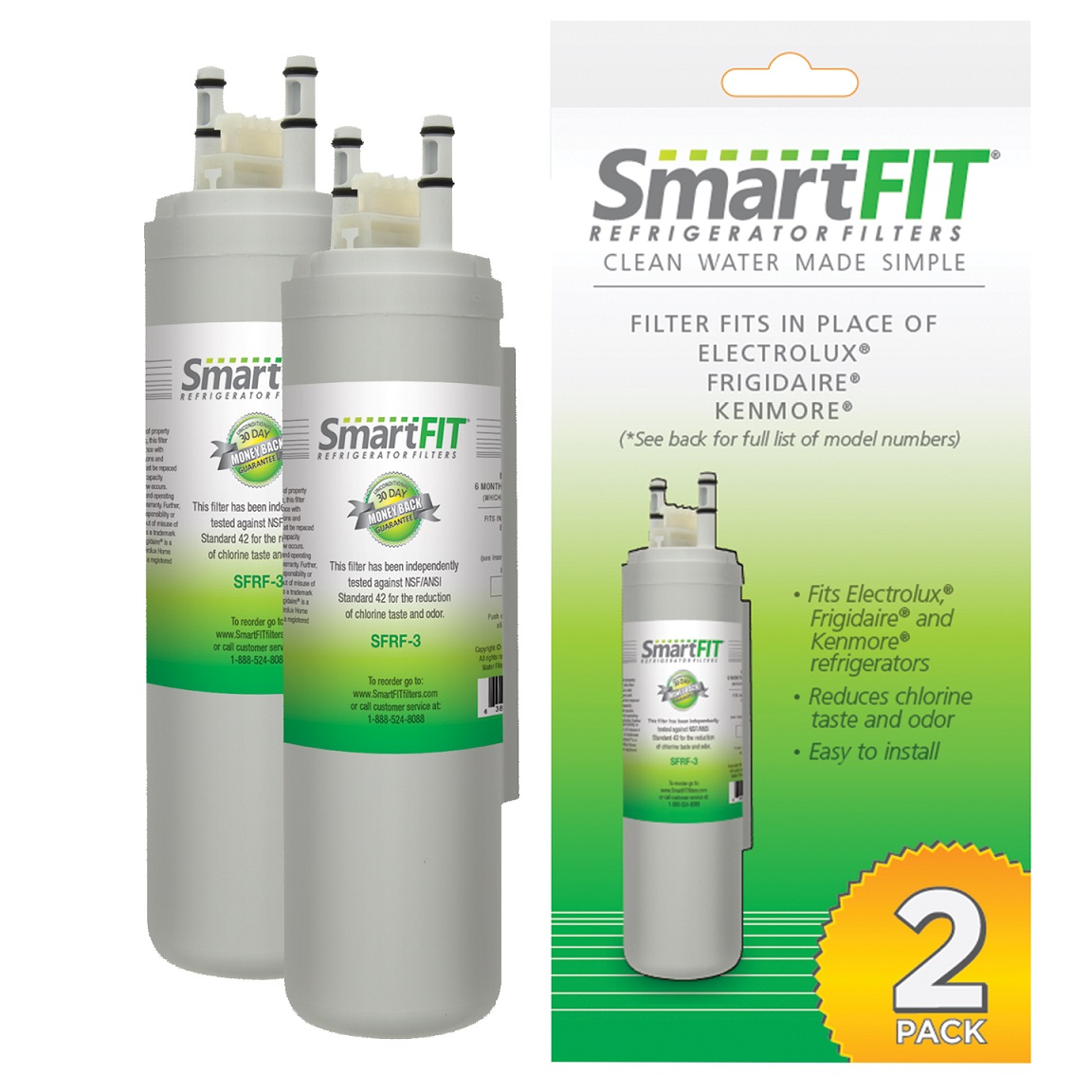 SmartFit 2-Pack: SFRF-3 Replaces Frigidaire WF3CB, Puresource3, 242294501